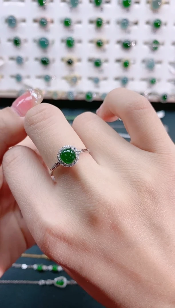 【闪购商品】翡翠戒指银S925镶嵌天然翡翠