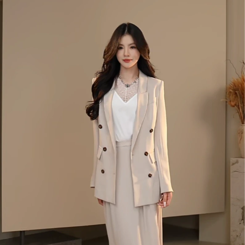 AMASS/阿玛施经典显瘦通勤双排扣面试正装女5400373千金西装气质