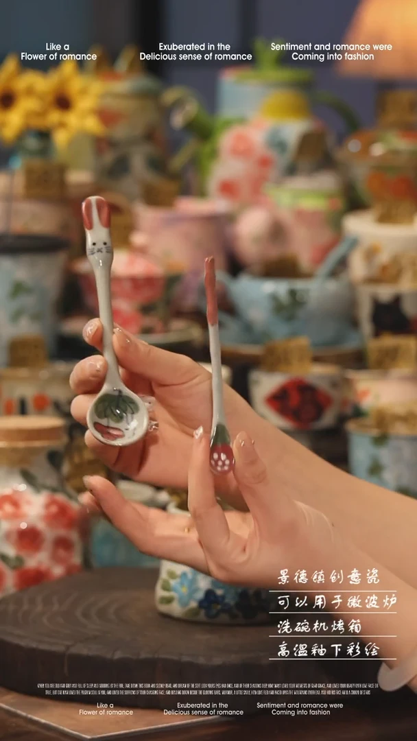 陶瓷随机景德镇高温釉下彩手工手绘款式