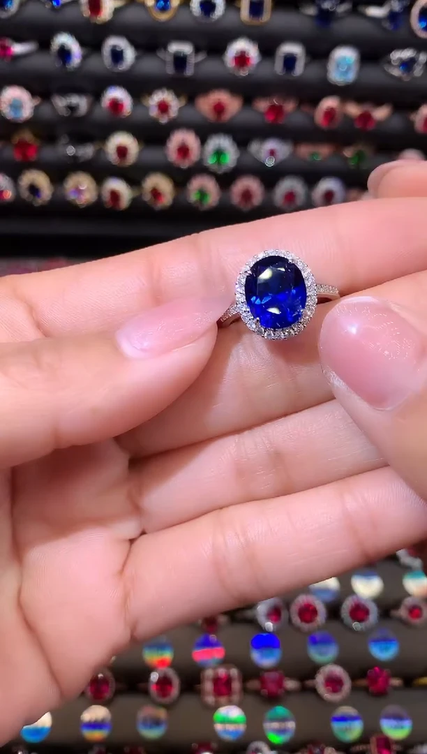 【闪购商品】蓝宝石戒指银S925镶嵌911