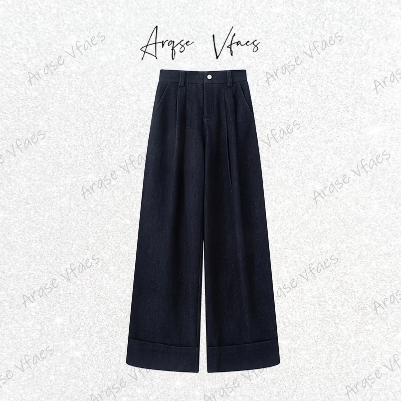 [ARQSEVFAES正品]—2025秋新款高腰阔腿休闲直筒牛仔裤女AR324020
