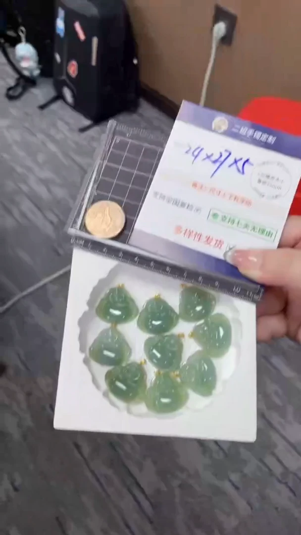 翡翠挂件18K金镶嵌湖水绿佛公多样性发其一CP8配绳