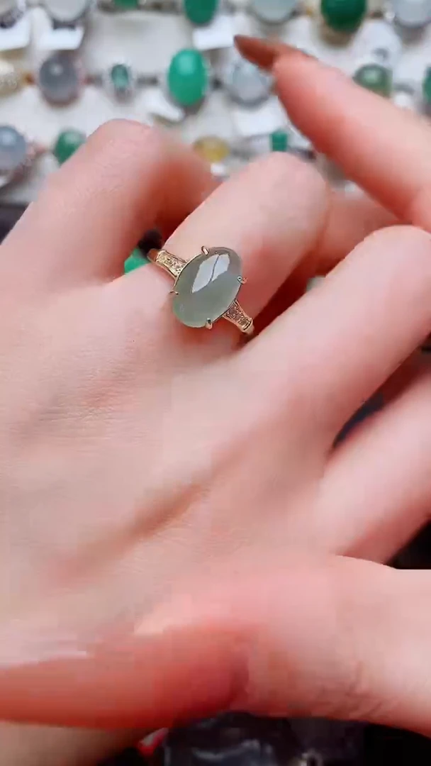 银S925镶嵌戒指翡翠...