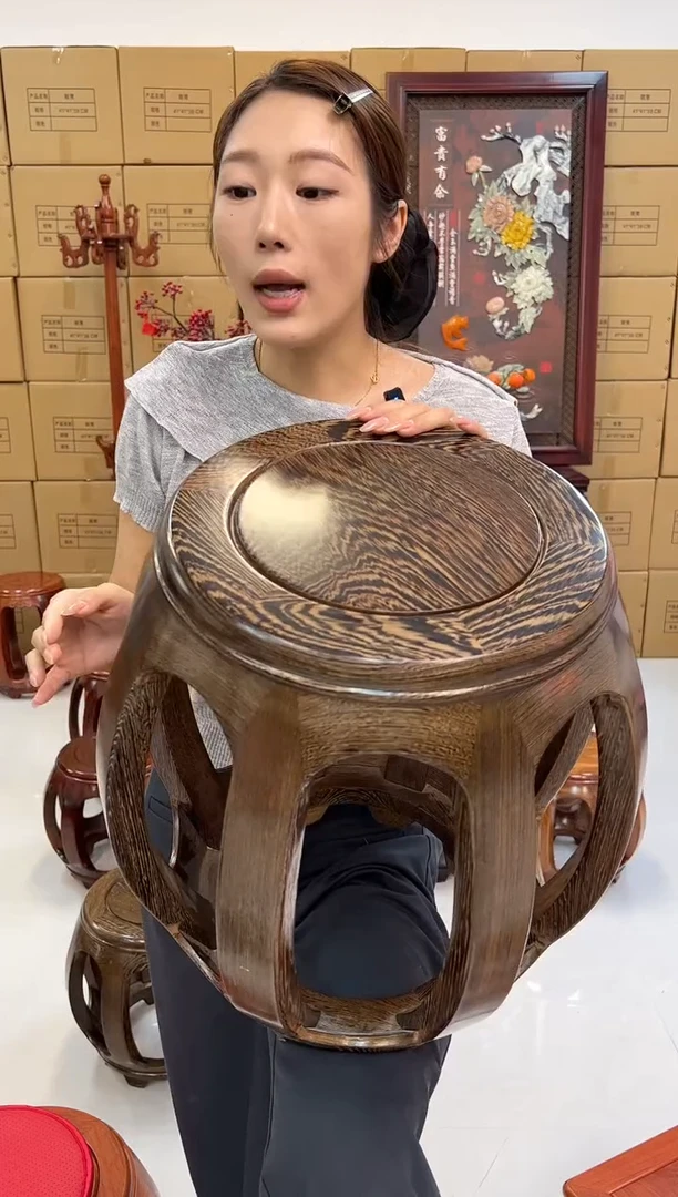 鸡翅木类家具鸡翅木大号鼓凳
