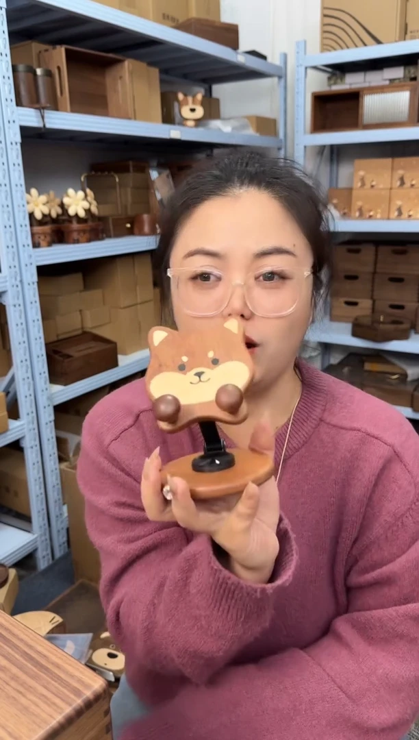 木乌檀木柴犬手机支架