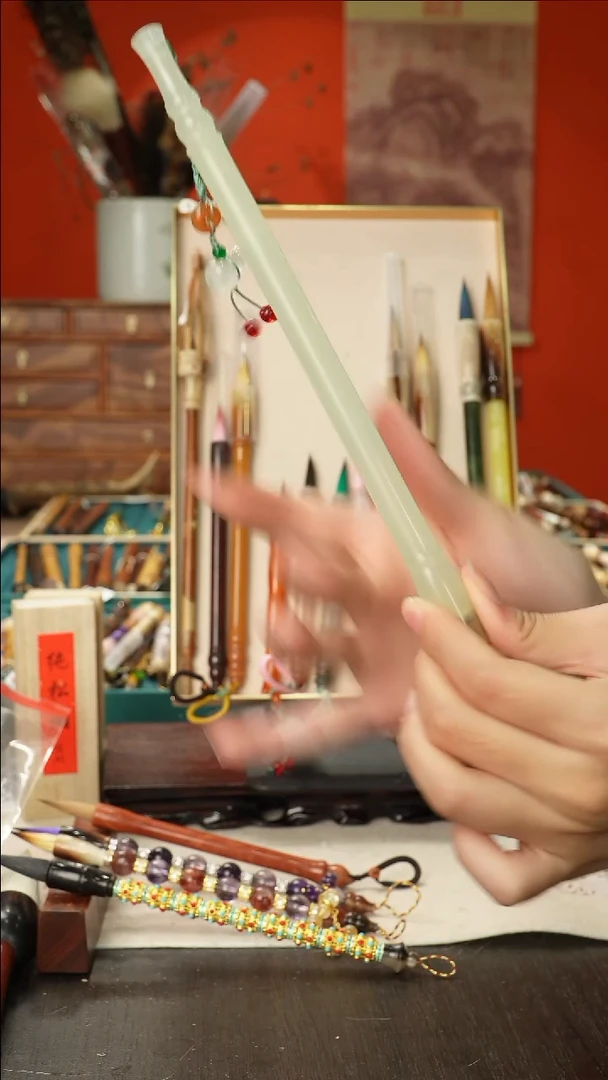 孤品高货毛笔链接 清水试笔 蘸墨不退
