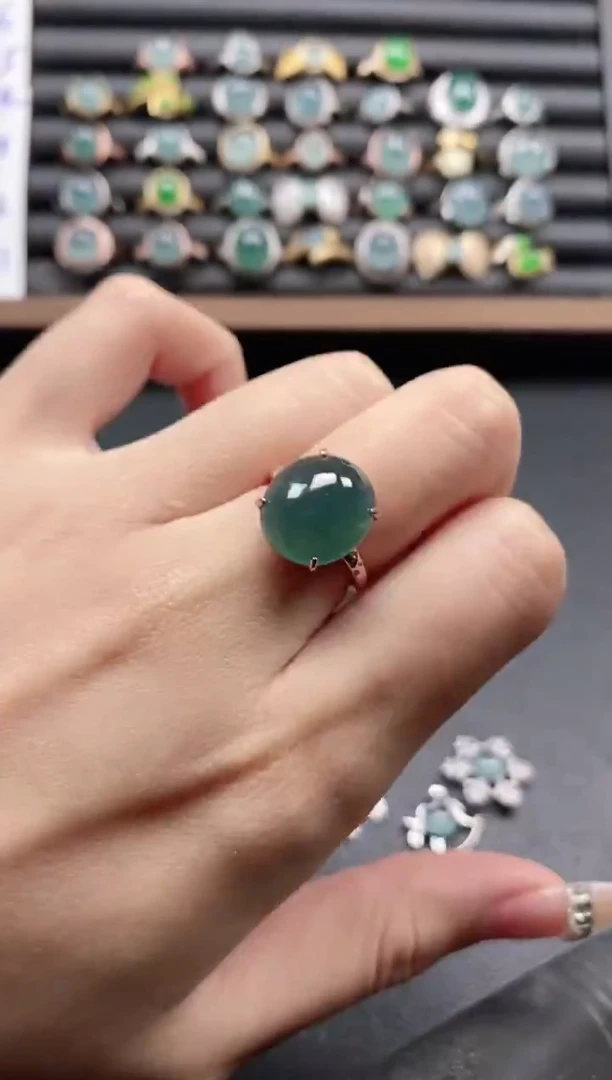银S925镶嵌戒指翡翠51151