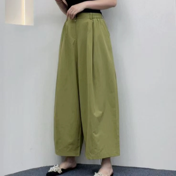 （亿派）夏季新款九分宽松版阔腿裤高腰显瘦时尚百搭直筒裤阔腿裤