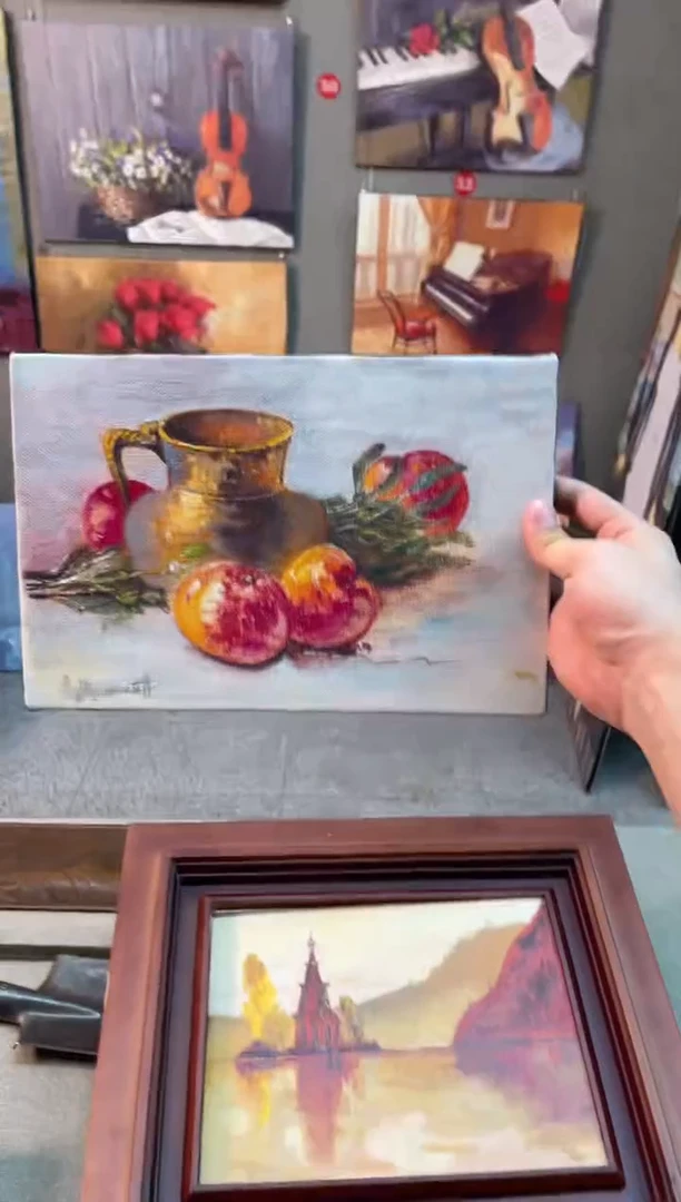 俄美协画家原创油画20*30 内框