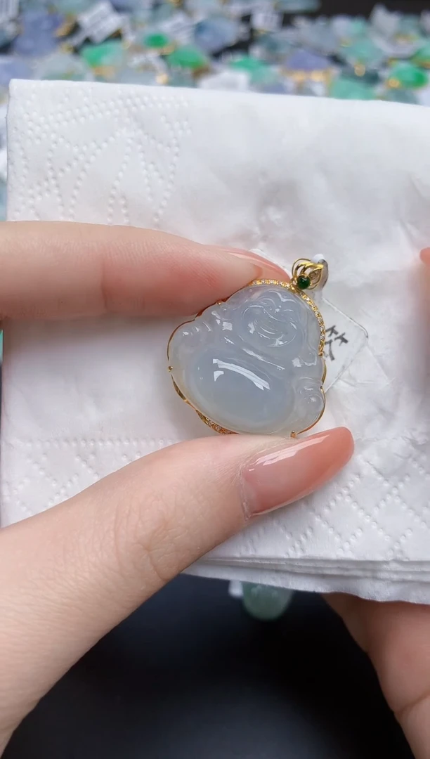 【闪购商品】翡翠颈饰18K金镶嵌天然缅甸翡翠A货