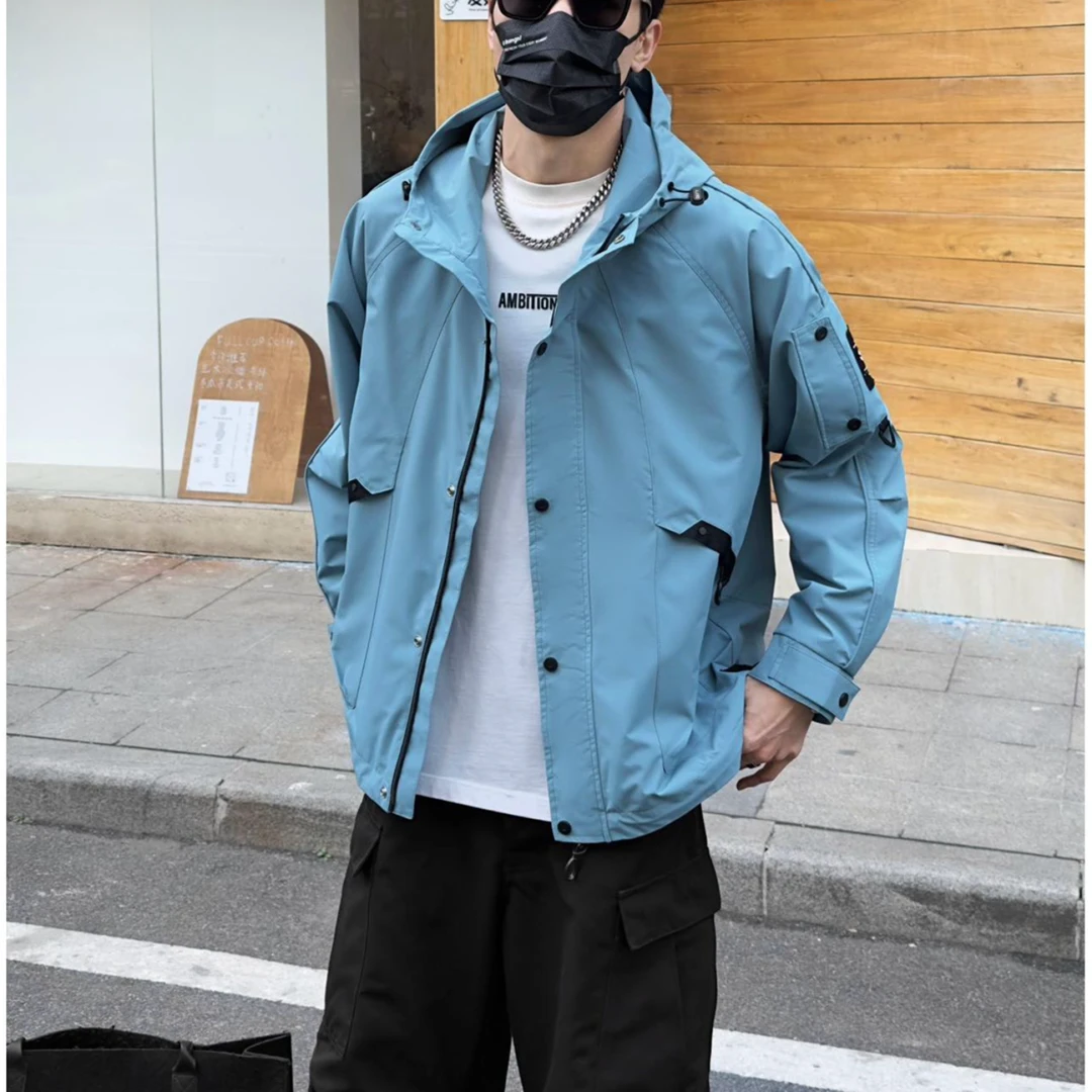 潮流高品质冲锋户外工装连帽外套男士2025年秋季帅气休闲夹克百搭