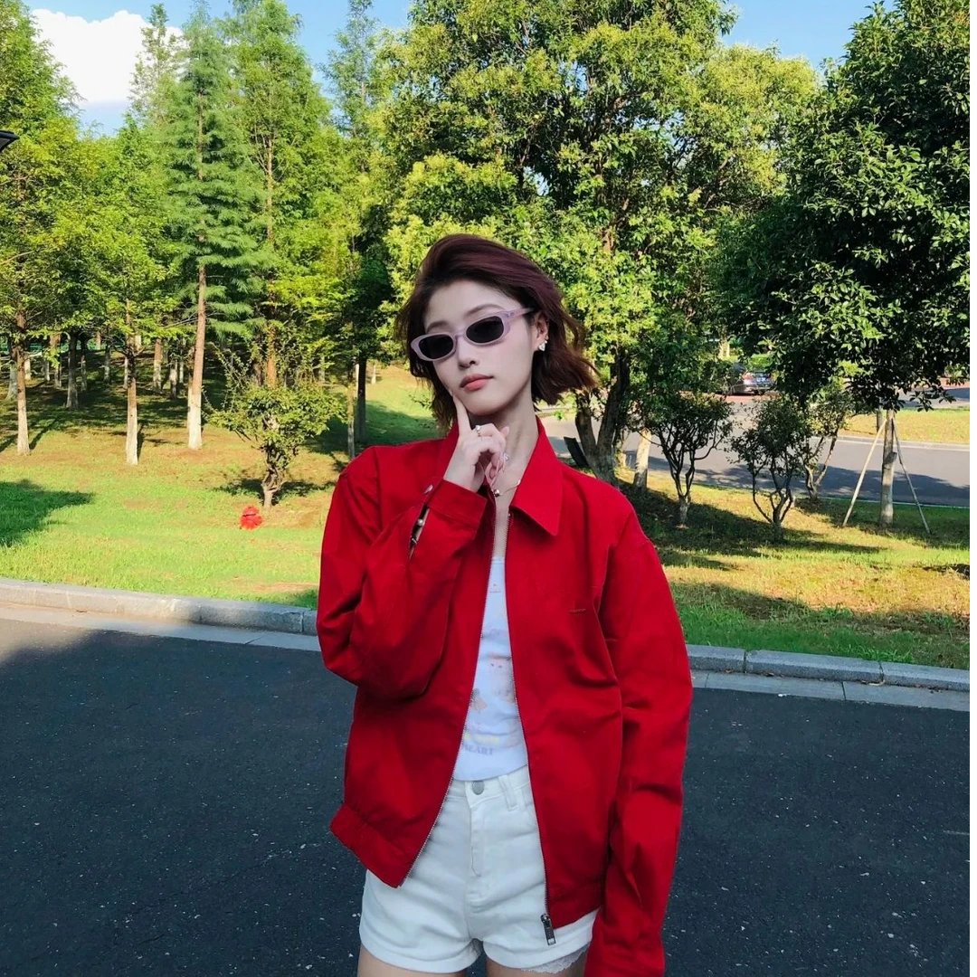 美式复古哈灵顿夹克女秋冬2025新款红色衬衫宽松通勤休闲百搭外套