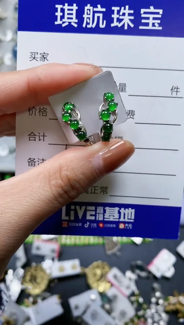 【闪购商品】翡翠耳饰银S925镶嵌0660