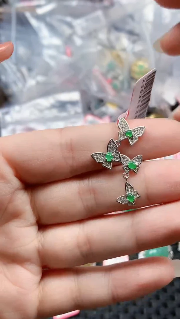 银S925镶嵌戒指翡翠天然A货缅甸翡翠