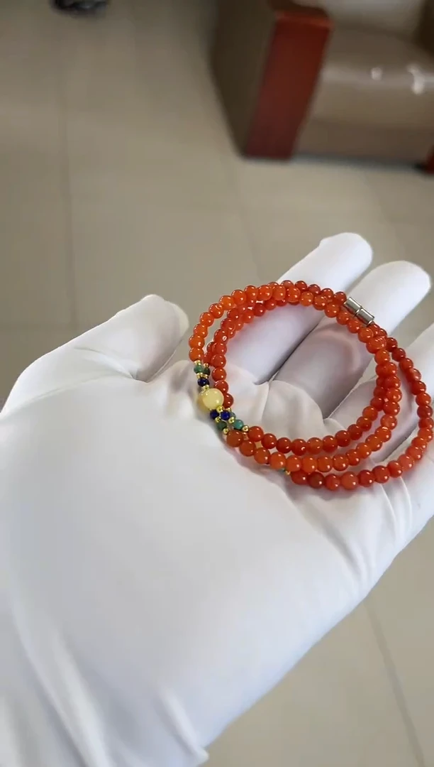 手串未镶嵌南红玛瑙a**n，南红多圈手串