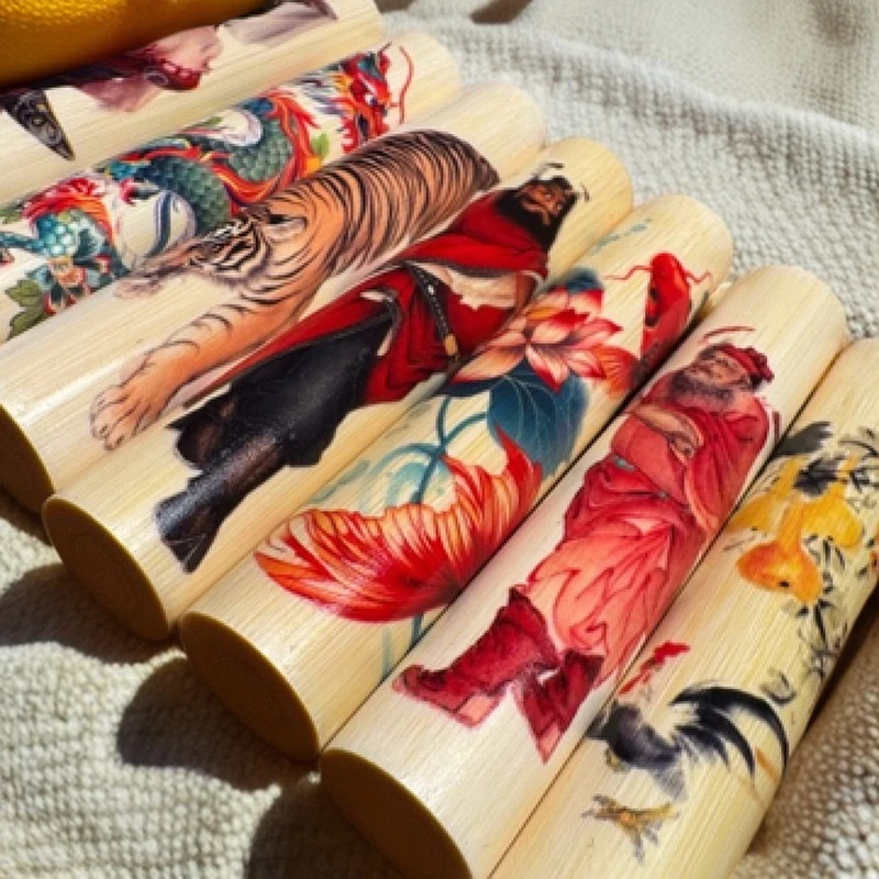 玉竹根雕艺术品手工雕刻创意家居摆设彩雕玉竹把件，