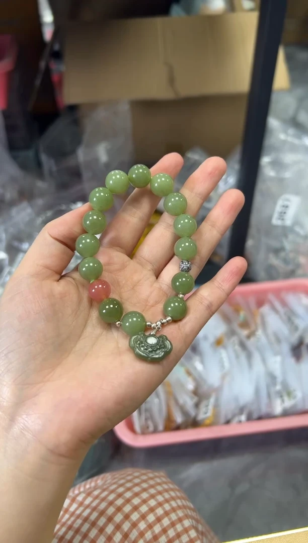 手链未镶嵌和田玉和田玉圆珠手串[多样发其一]