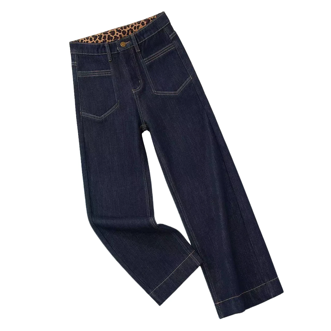 春季上新高腰弹力不掉色窄版直筒裤九分牛仔裤女小个子百搭修身