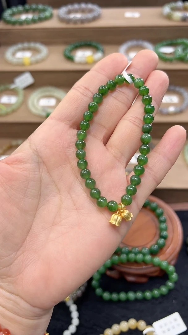 【闪购商品】和田玉手串银S925镶嵌5+碧玉单圈