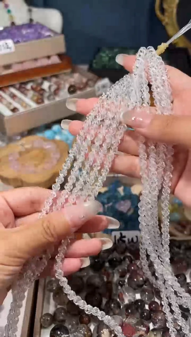 水晶手串未镶嵌云**～白水晶小扭扭珠半成品拍3