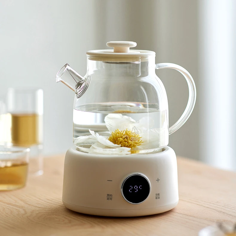 olayks立时全玻璃恒温养生壶1L多功能电热水壶小型煮茶壶花茶壶