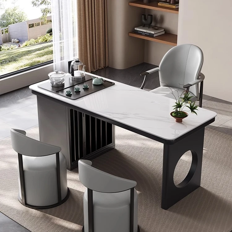 岩板茶桌椅组合轻奢泡茶台现代简约功夫茶台家用烧水壶一体茶几