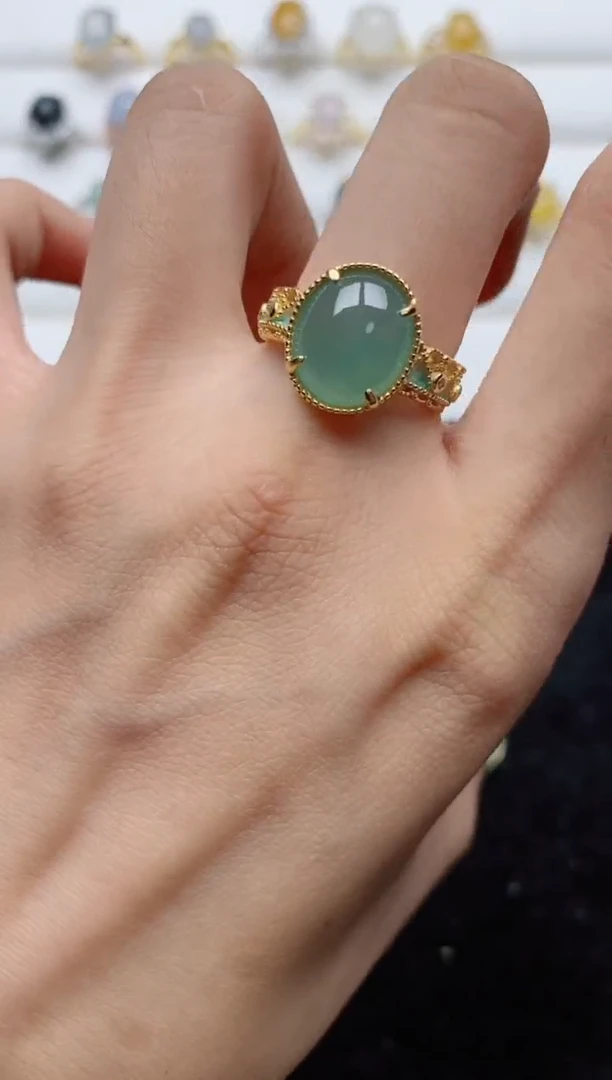 翡翠戒指银S925镶嵌......