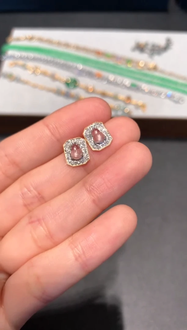 【闪购商品】翡翠耳饰18K金镶嵌A97-2880