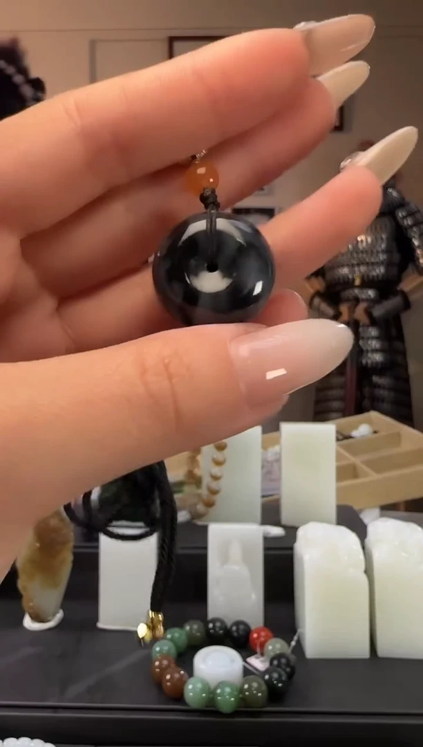 颈饰未镶嵌和田玉青花平安扣（多样性发货）拍一发一