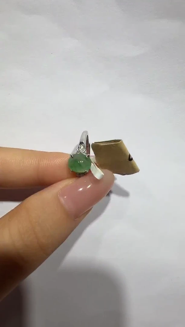 银S925镶嵌戒指翡翠925银镶翡翠戒指镶嵌2