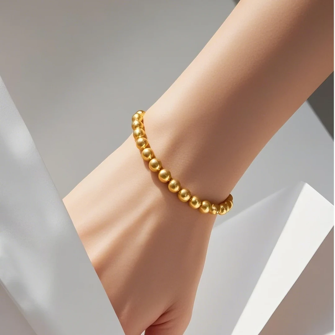 铜合金手链 铜合金色光面气质转运珠手链光珠金手串女款时尚百搭
