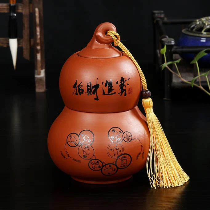 【现货】紫砂葫芦茶叶罐G3235