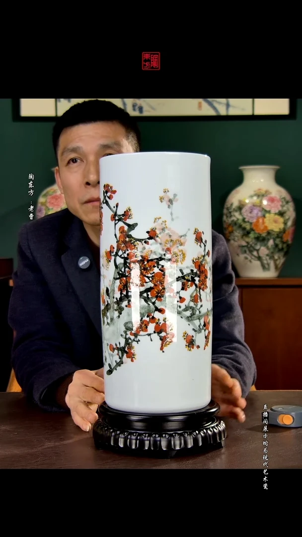 摆件景德镇陶东方陶瓷艺术作品插瓶瓷板画