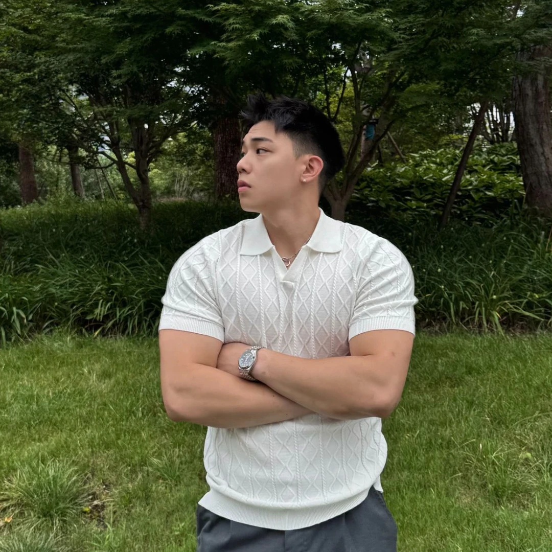 【硬】美式绞花海鸥领polo衫男士老钱休闲纯色针织弹力高级感短袖