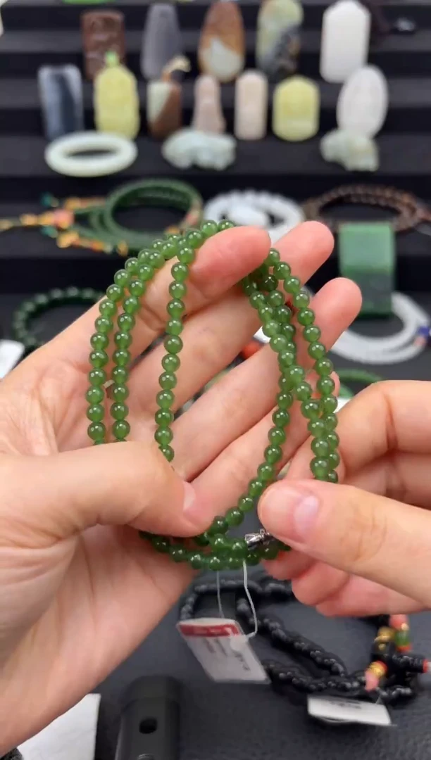 未镶嵌和田玉挂件5mm碧玉圆珠108