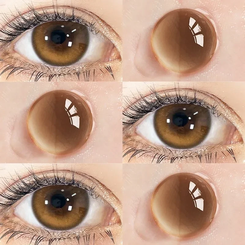 OVOLOOK半年抛土豆脑袋棕色美瞳自然大直径琥珀流光隐形眼镜G2