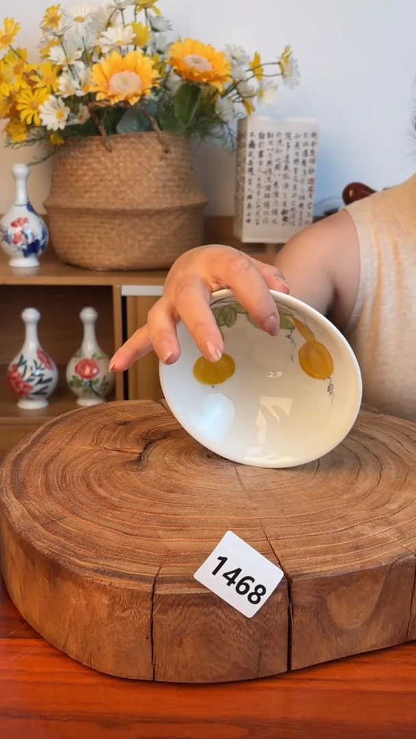 瓷片景德镇高温釉中彩-斗笠碗1468