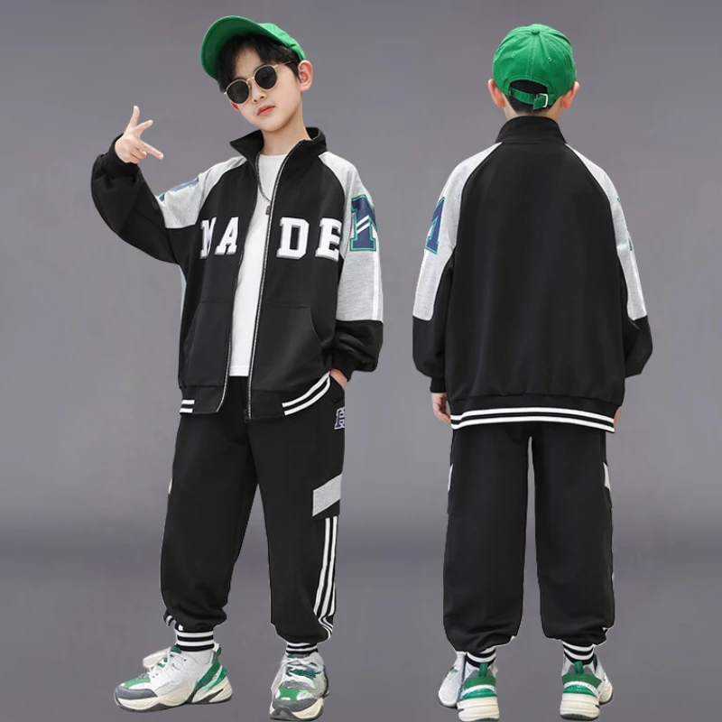 男童春季套装6-12岁男孩帅气休闲运动洋气儿童春秋款炸街时髦潮酷