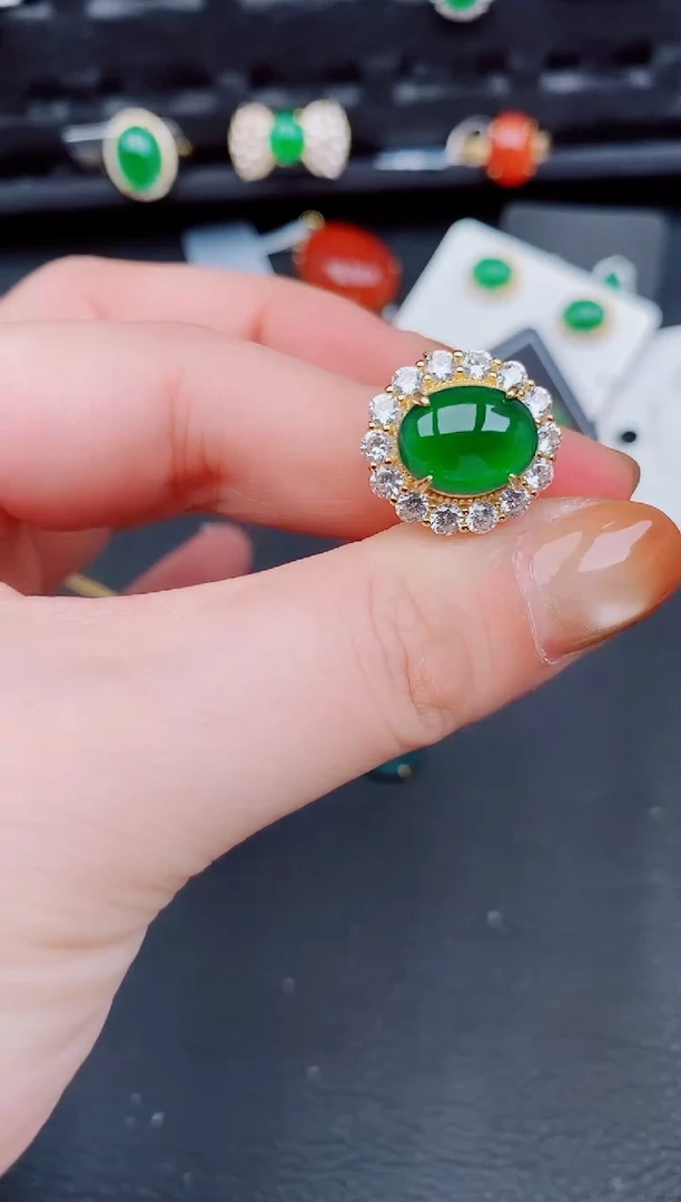 【闪购商品】翡翠戒指银S925镶嵌天然a货翡翠558