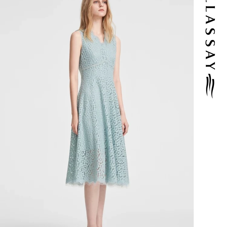 ELLASSAY歌力思新款气质蕾丝镂空连衣裙女EWE352Y12300