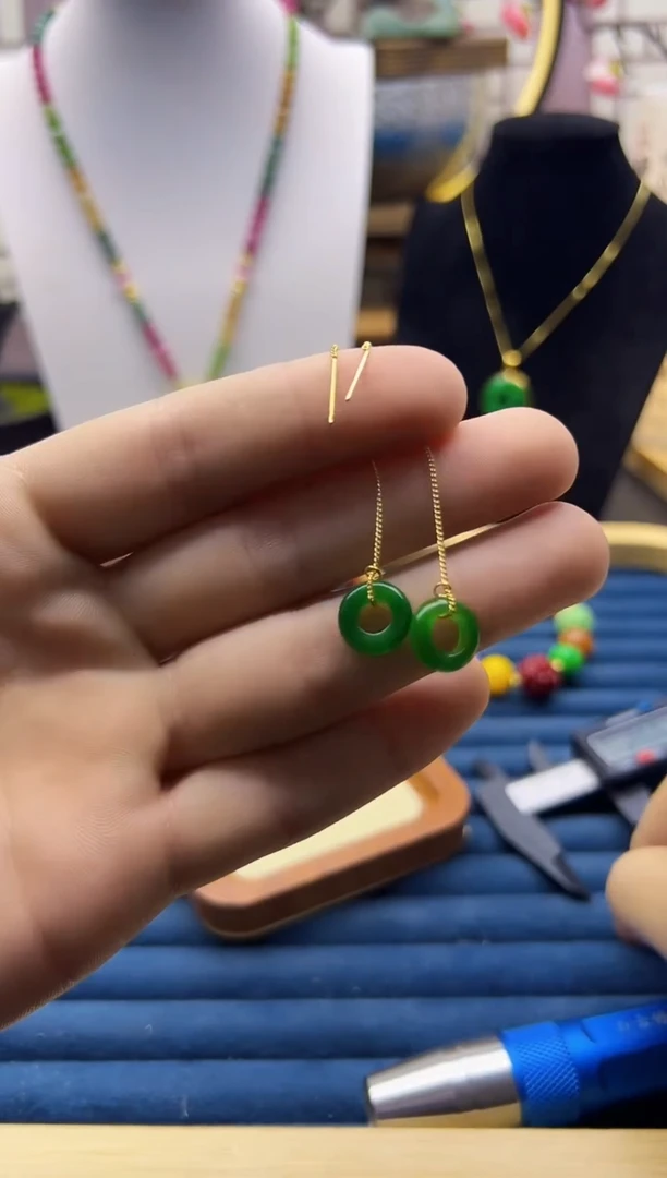 【闪购商品】翡翠耳饰14K金镶嵌E225