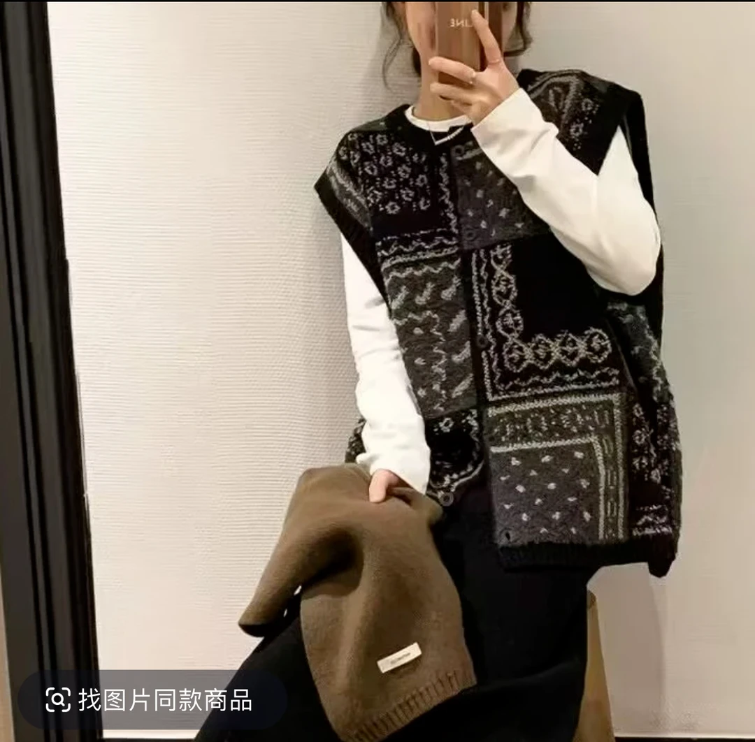 ZHANG.Z.Z【方格】撞色立体毛绒大版宽松马甲