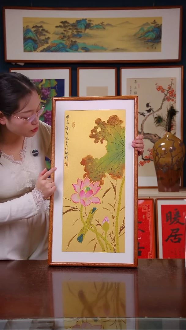 【闪购商品】书法荷花   尺寸36*69