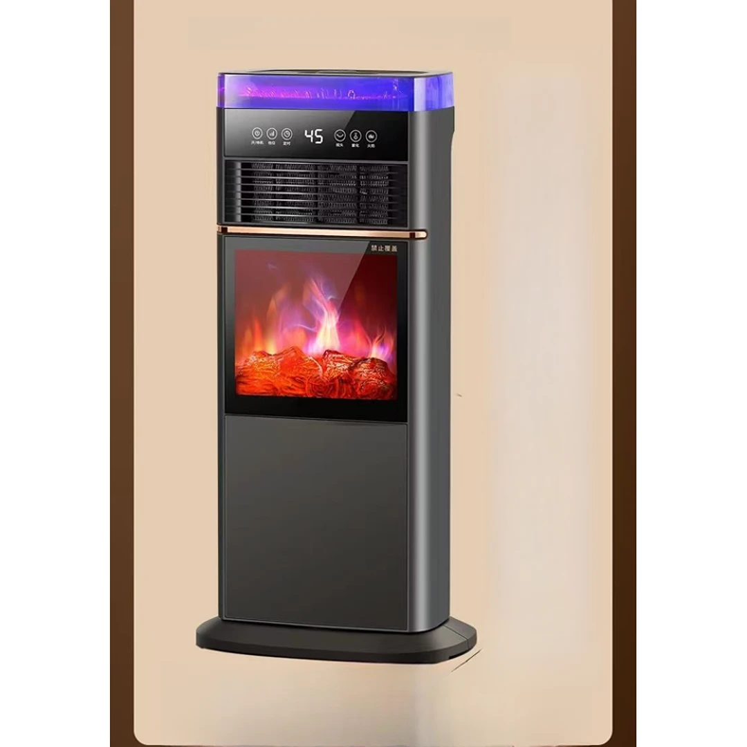 冷暖两用暖风机语音取暖器家用客厅卧室仿真火焰取暖器省电王