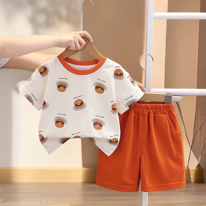 男宝宝夏季套装小一峰2025新款短袖短裤两件套男女孩高品质童装潮