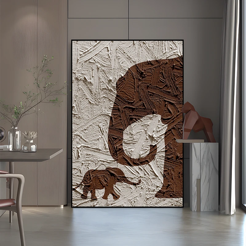 n现代晶瓷装饰画 走廊过道客厅餐厅卧室铝合金边框挂画大象80120