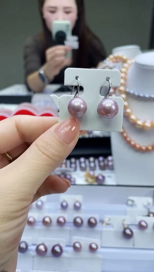 未镶嵌耳饰淡水珍珠紫色系耳饰