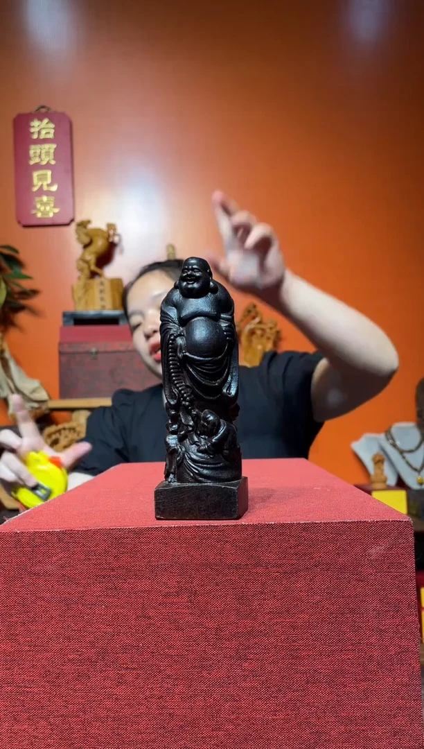 风车木（黑檀木）无事牌（直播推荐）黑檀小弥勒