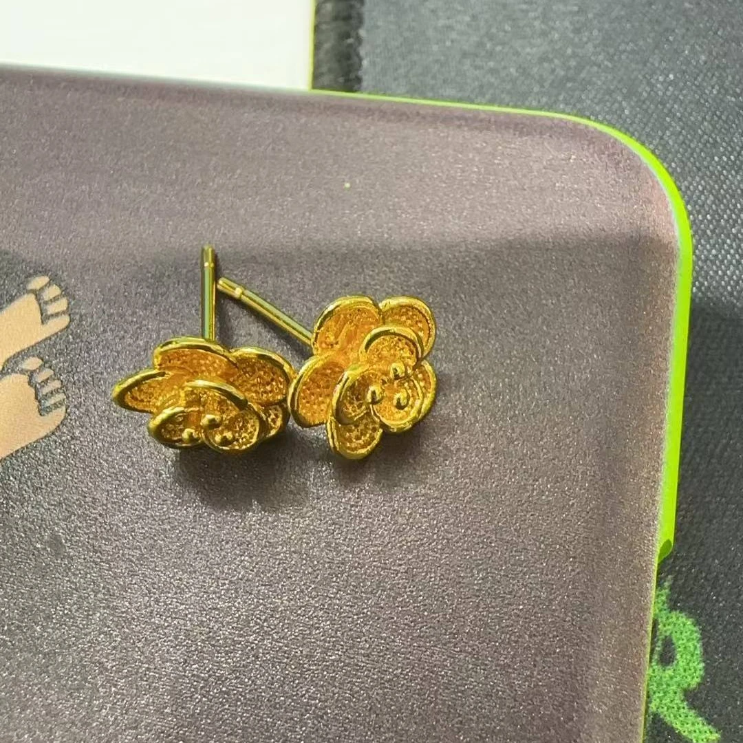 【丁老头甄选】金色小花耳钉1041