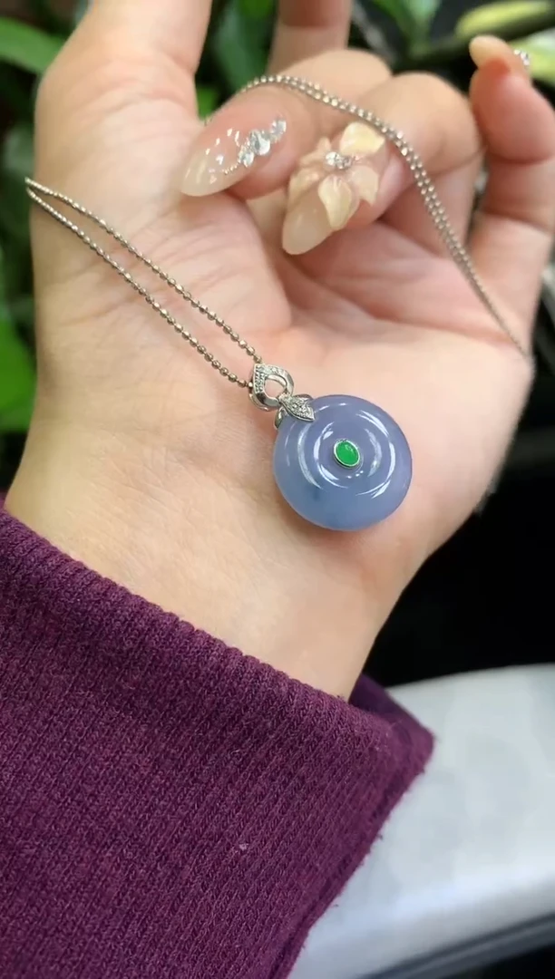 18K金镶嵌挂件翡翠扣子不含链